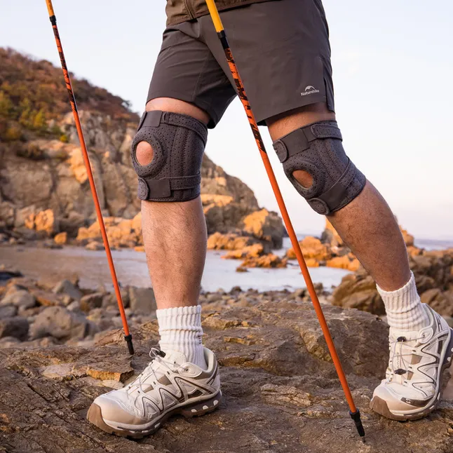 Бандаж на коліно туристичний з пружинною підтримкою Naturehike Qingyue CNK2650DS010, чорний — Photo 3