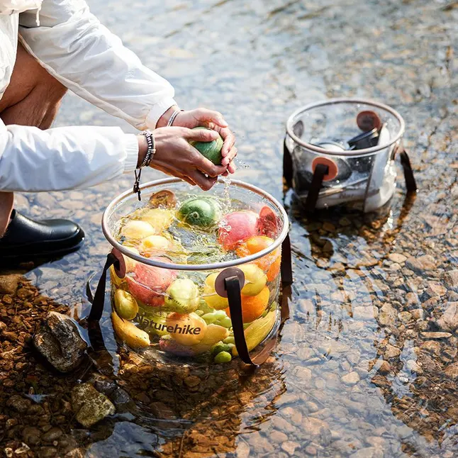 Складаний контейнер для води з ПВХ Naturehike NH20SJ040, 20л, прозорий — Photo 3