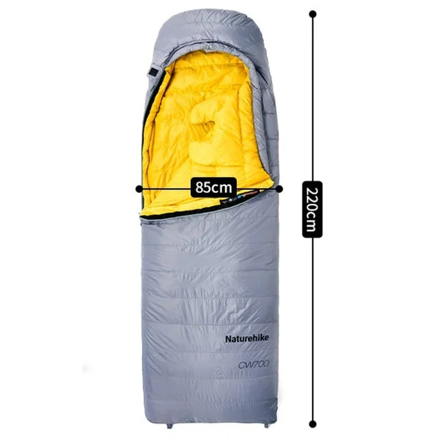 Спальник с натуральным пухом Naturehike CW700 CNK2450WS048, р-р L, желто-серый — Photo 1
