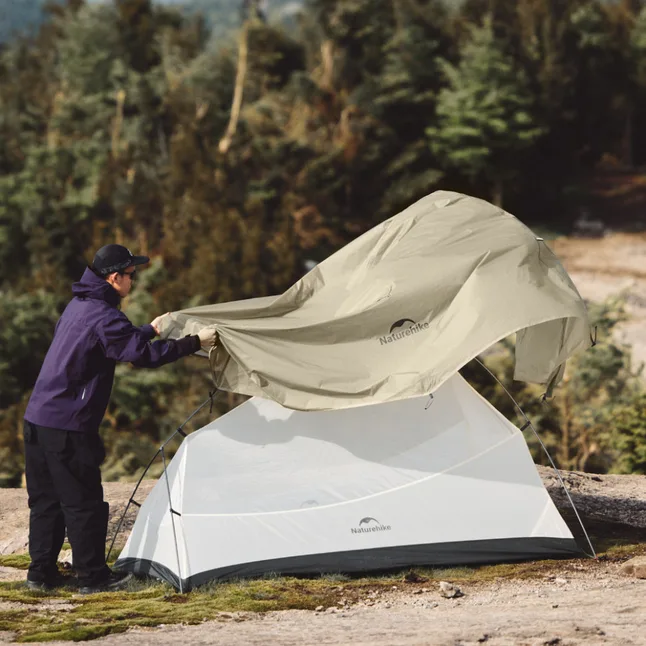 Намет надлегкий двомісний Naturehike Cloud Up Pro CNK2350WS020, 20D, пісочний — Photo 9