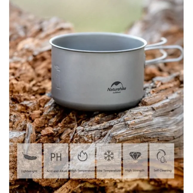 Каструля титанова зі складною ручкою 1300 мл Naturehike NH18T202-B — Photo 3