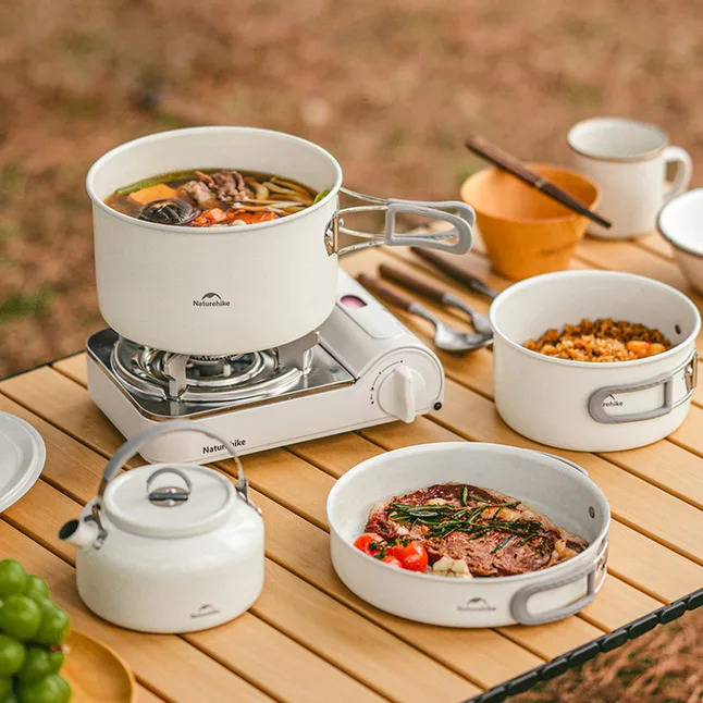Чайник з керамічним антипригарним покриттям Naturehike CNK2450CF013 0,8 л, алюміній, білий — Photo 5