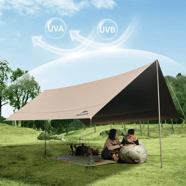 Тент-навіс Naturehike CNK2350WS015 Cloud Skies Tarp Lite, 550x465 см, коричневий — Photo 7