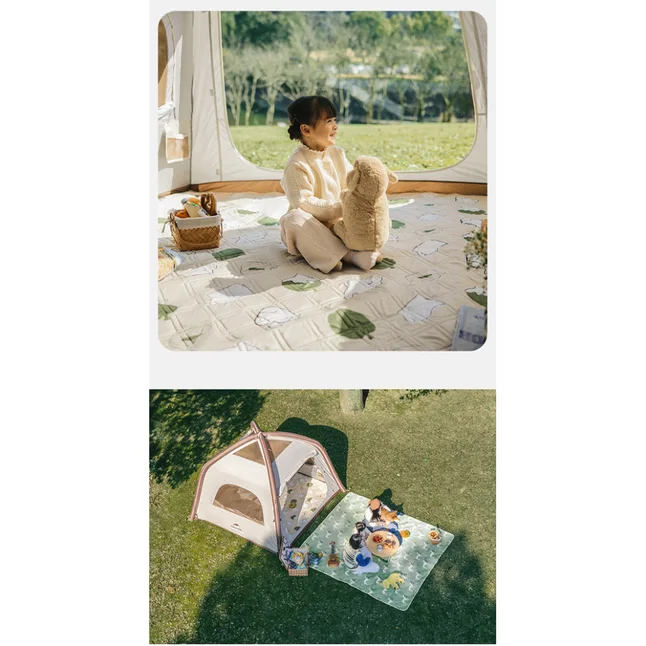Килимок для пікніка водостійкий Naturehike CNK2350WS010, 210x240 см, світло-салатовий з принтом — Photo 2