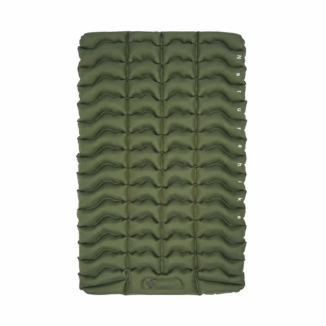 Матрац туристичний надувний двомісний Naturehike CNK2550WS019, 200 х 125 х 9.5 см, зелений із вбудованою помпою для надування