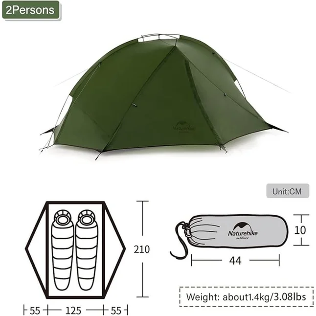 Намет двомісний Naturehike Tagar NH17T180-J, темний зелений — Photo 2