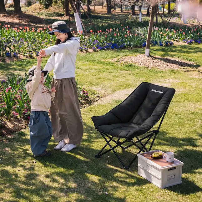 Крісло туристичне складане з високою спинкою Naturehike CNK2450JJ020, чорний — Photo 1