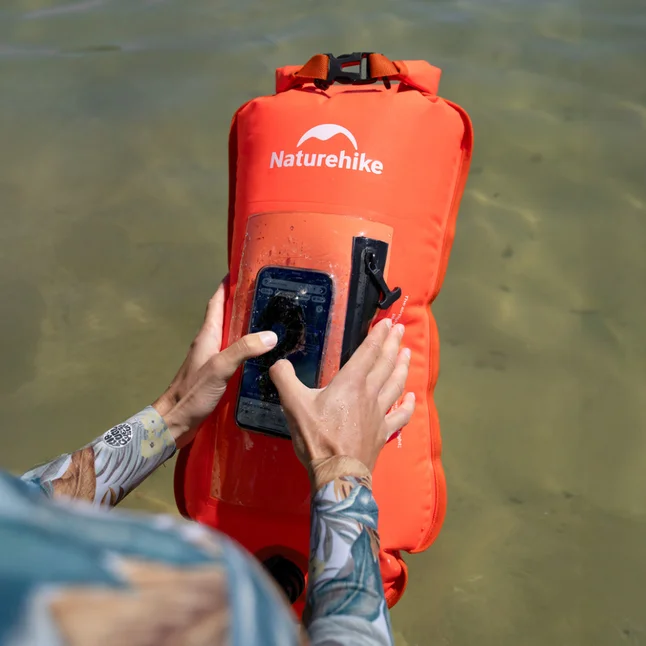 Гермомешок надувной водонепроницаемый Naturehike NH17S001-G, 18 л, оранжевый — Photo 1