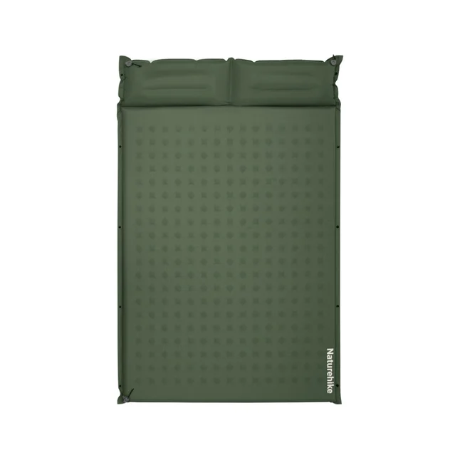 Матрац туристичний із подушкою, самонадувний двомісний Naturehike CNK2550WS025, вологостійкий, 200 х 130 х 3 см, зелений