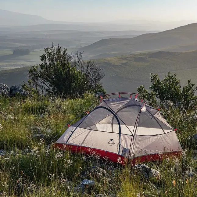 Намет Naturehike Star-River 2 Updated NH17T012-T, 20D надлегка двомісна з футпринтом, сіро-червоний — Photo 6