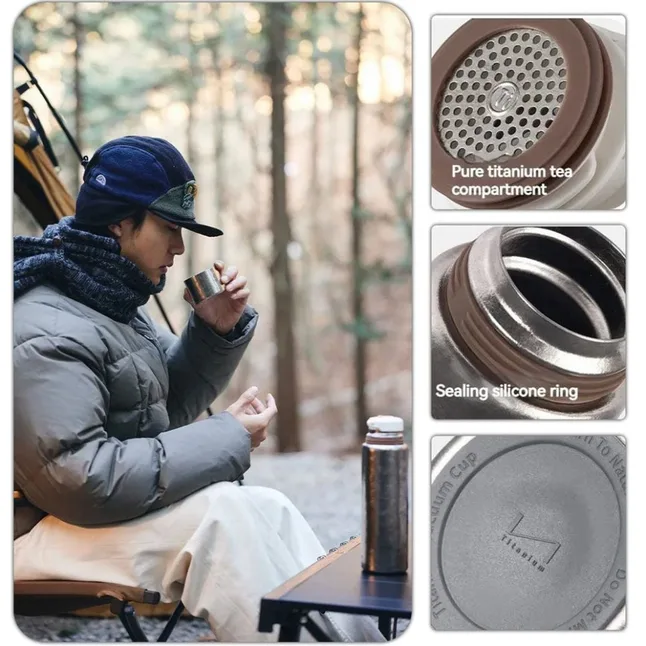 Термос титановий з чохлом Naturehike CNK230CF012 600 ml — Photo 1