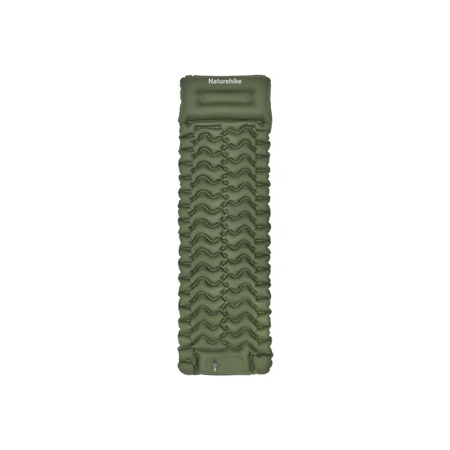 Матрац туристичний надувний одномісний Naturehike CNK2550WS019, 200х60х6.5 см, зелений із вбудованою помпою для надування