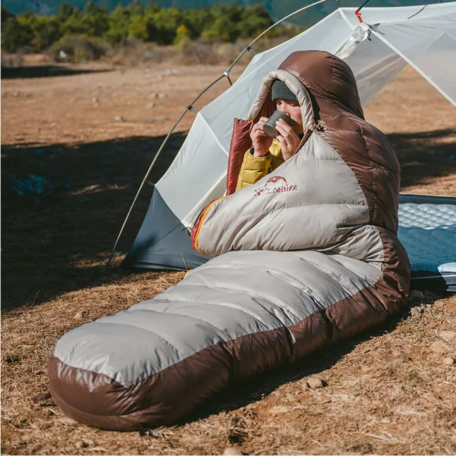 Спальник з натуральним пухом Naturehike Snowbird CNK2550WS014 SP550, p-р L, коричневий 992 г — Photo 1