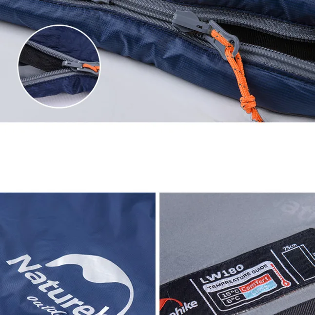 Спальник надлегкий Naturehike Ultra light LW 180 NH15S003-D, (20 ° c), p-p m, лівий, Блакитний — Photo 2