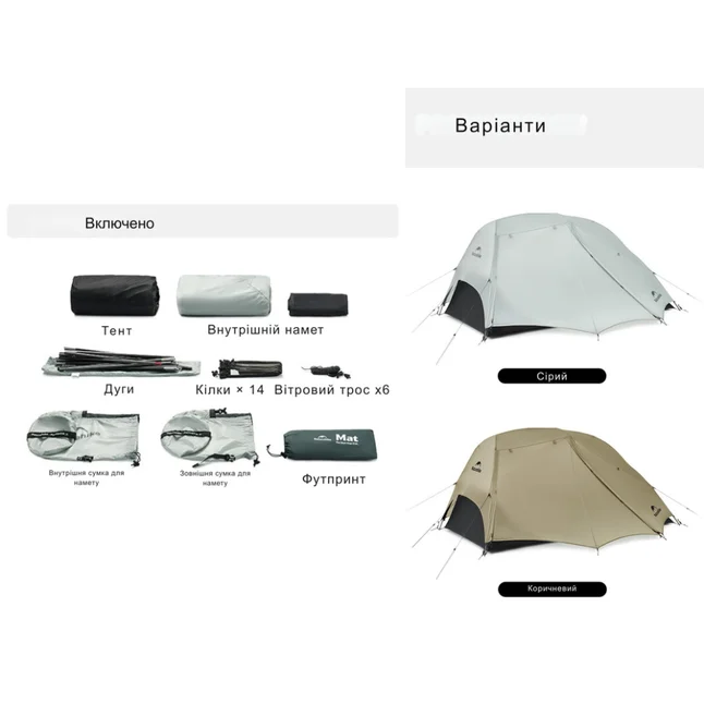 Намет двомісний ультралегкий Naturehike Star River UL CNK2450WS022, сірий — Photo 11