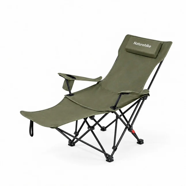 Кресло туристическое складное с высокой спинкой с подставкой для ног Naturehike CNK2550JJ019, зеленый