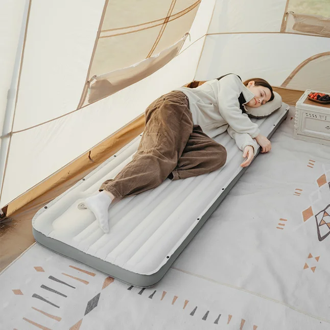 Матрац туристичний надувний одномісний Naturehike CNK2450WS034, 198х68х9.5 см, білий, для кемпінгу із мішком для надування — Photo 2