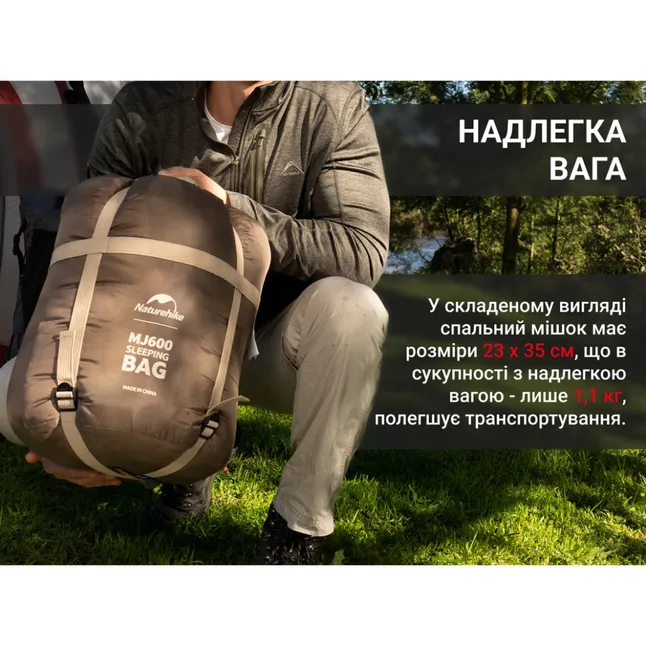 Спальник з капюшоном Naturehike MJ600 CNK2300SD014, коричневий — Photo 10