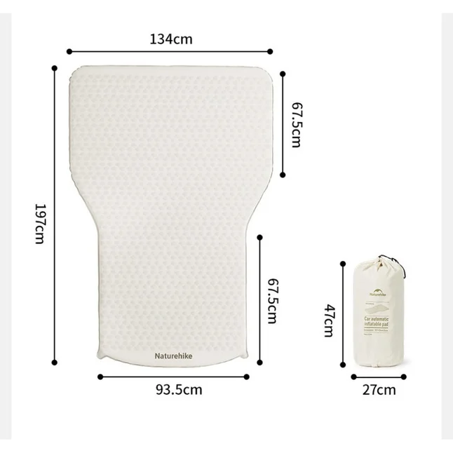 Матрац автомобільний кемпінговий двомісний Naturehike CNK2450WS010, 197х134х6,5 см світлий із вбудованою помпою для надування — Photo 1