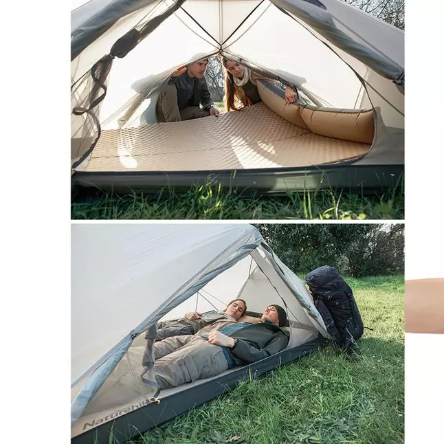Килимок самонадувний з подушкою Naturehike NH15Q002-D, 25мм, бежевий — Photo 7