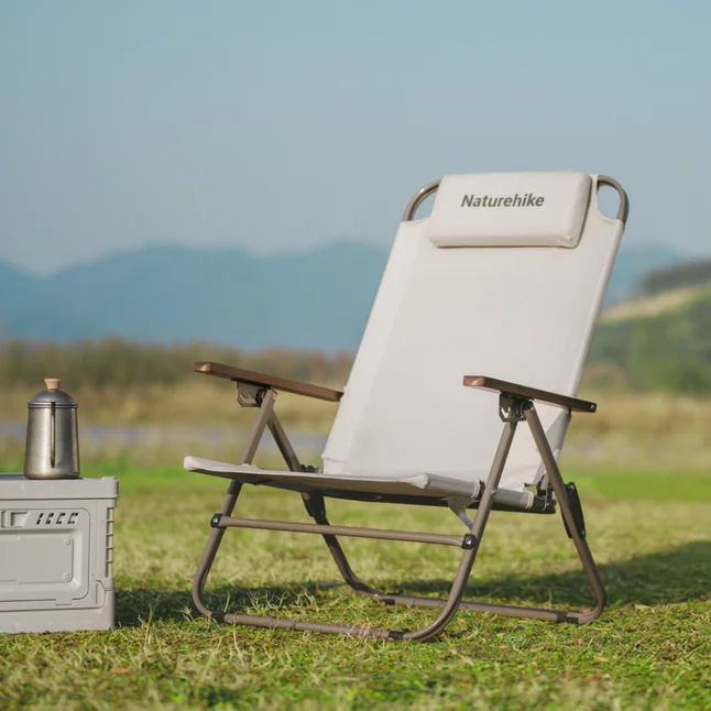 Крісло складане з регульованим нахилом Naturehike CNK2550JJ012, вуглецева сталь, бежевий — Photo 4