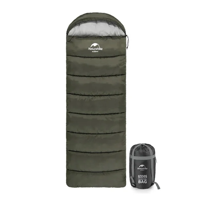 Спальник с капюшоном Naturehike U150 NH20MSD07, (11°C), левый, зеленый — Photo 1