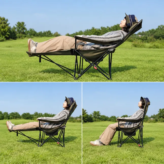 Кресло туристическое складное с высокой спинкой с подставкой для ног Naturehike CNK2550JJ019, бежевый — Photo 4