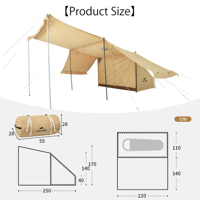 Намет одномісний із тентом Naturehike CNK2450WS026, коричневий — Photo 2