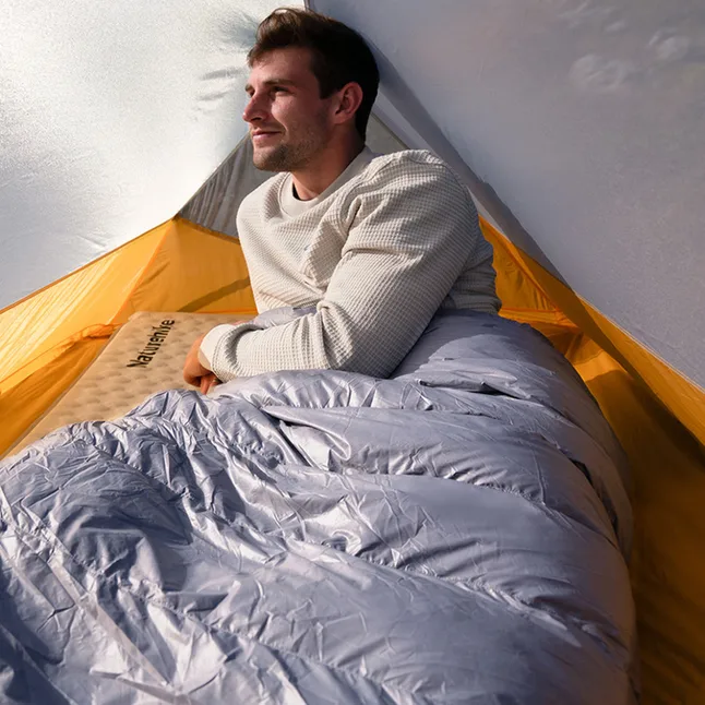 Спальник з натуральним пухом Naturehike CW400 NH18C400-D, p-р L, жовто-сірий (6927595794562) — Photo 5
