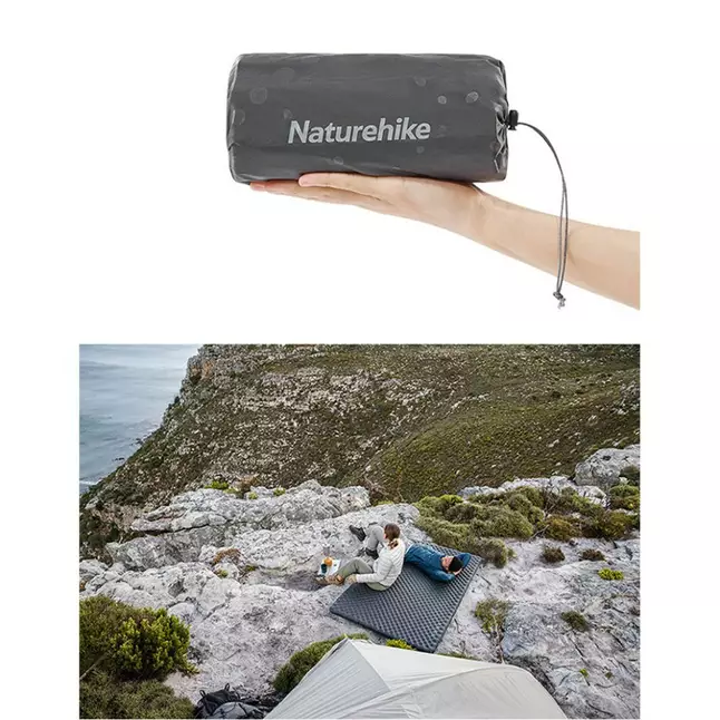 Матрац туристичний надувний одномісний Naturehike CNH22DZ018, надлегкий, 183x64x7 см, чорний, для туризму із мішком для надування — Photo 5