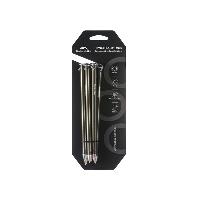 Кілки туристичні полегшені Naturehike CNK2650PJ014, прямі, 18 см, 6 шт, сірий