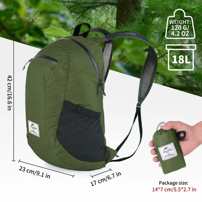 Рюкзак компактний надлегкий Naturehike Ultralight Naturehike NH17A012-B, 18 л, зелений — Photo 3