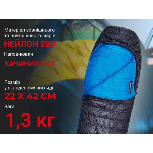 Спальник с натуральным пухом Naturehike CW700 CNK2450WS048, р-р L, черно-голубой — Photo 10