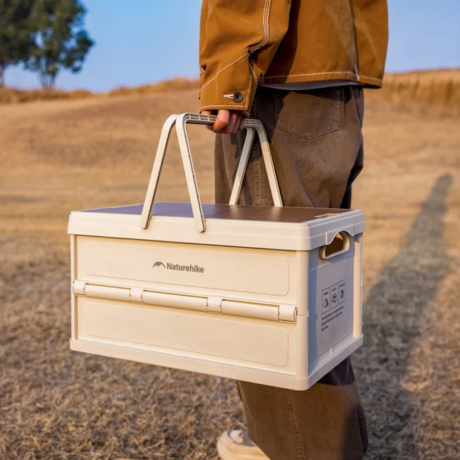 Складной контейнер для хранения с ручкой Naturehike Lingyue R CNK2550XB017, 25 л, светло-бежево-серый — Photo 1