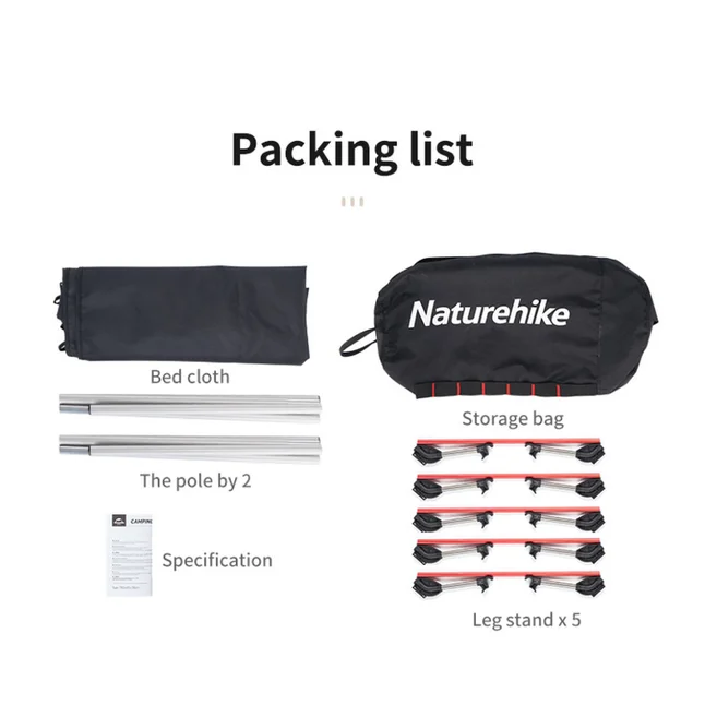Ліжко складане Naturehike XJC05 NH20JJ001, Поліестер Oxford / алюміній, чорний (6927595768822) — Photo 2