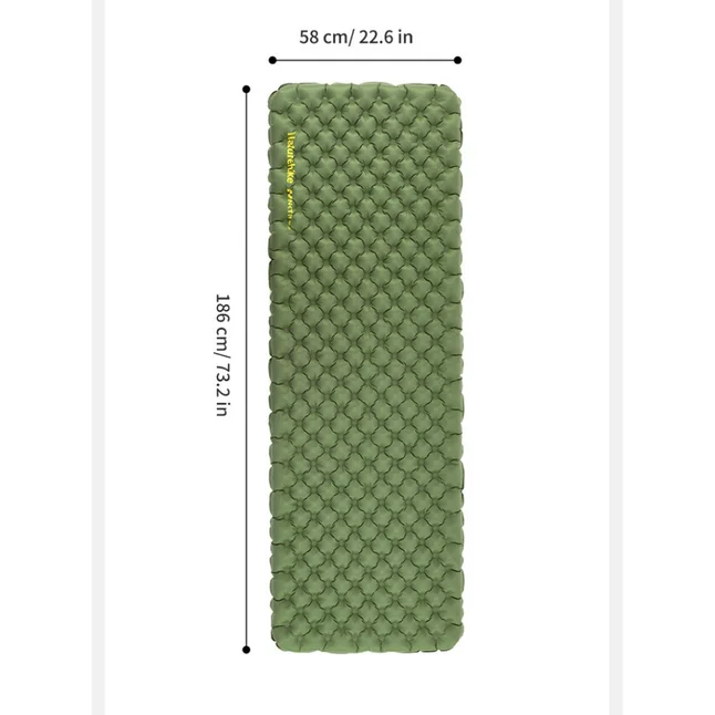 Матрац туристичний надувний одномісний Naturehike CNK2450WS014, надлегкий, 186х58х8 см, зелений із мішком для надування — Photo 4