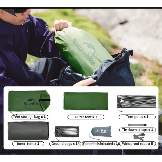 Намет надлегкий двомісний Naturehike Cloud Up Pro CNK2350WS020, темно-зелений — Photo 4