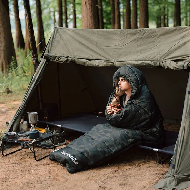 Спальний мішок з капюшоном Naturehike M320 CNK2350WS023, зелений камуфляж, правий — Photo 7