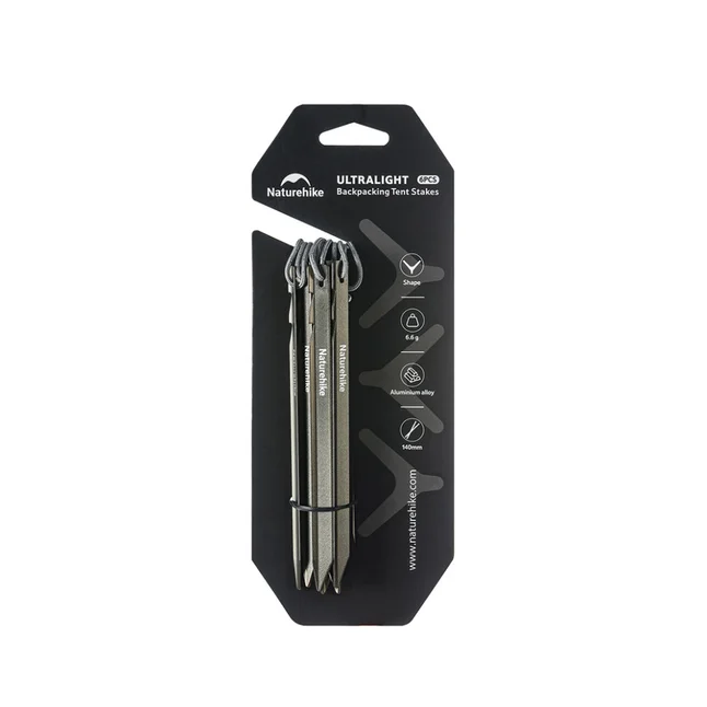 Кілки туристичні полегшені Naturehike CNK2650PJ014, V-подібні, 14 см, 6 шт, сірий