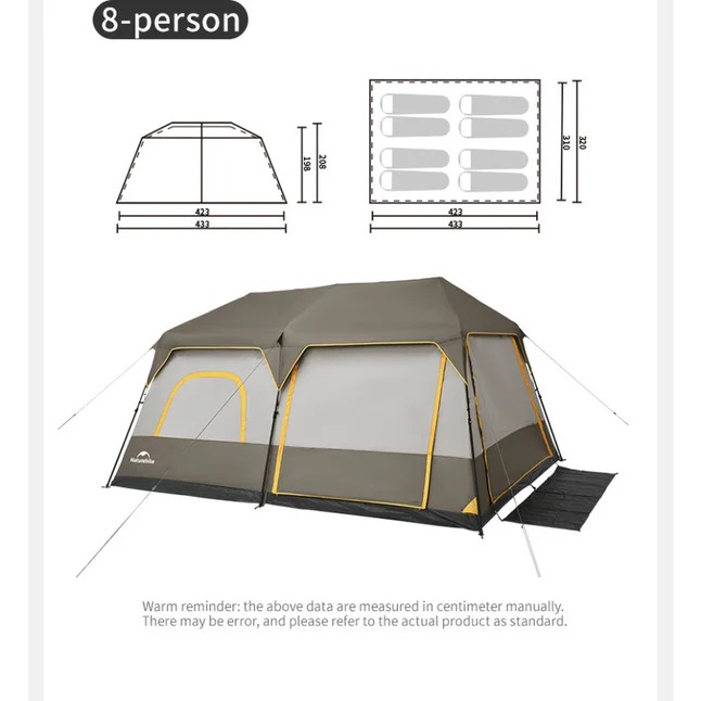 Намет восьмимісний Naturehike Cape 13.1 CNK2450WS050 з швидким розкриттям, сіро-коричневий — Photo 1
