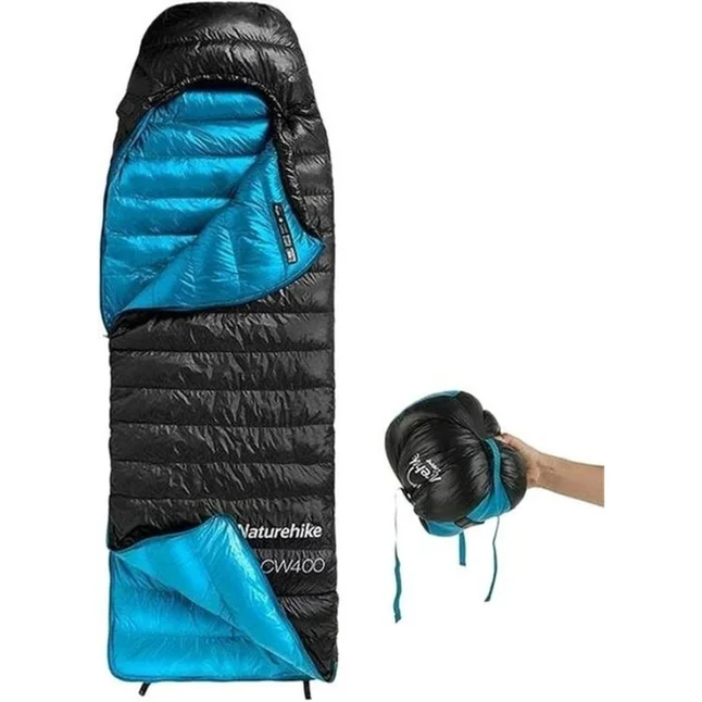 Спальник з натуральним пухом Naturehike CW400 NH18C400-D, p-р M, чорно-блакитний — Photo 2