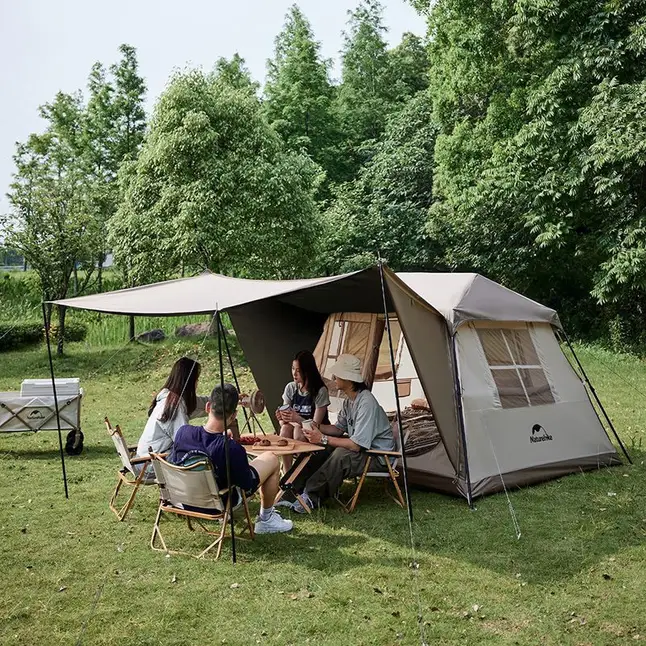 Намет з навісом Naturehike Village CNK2300ZP021, коричневий великий — Photo 4