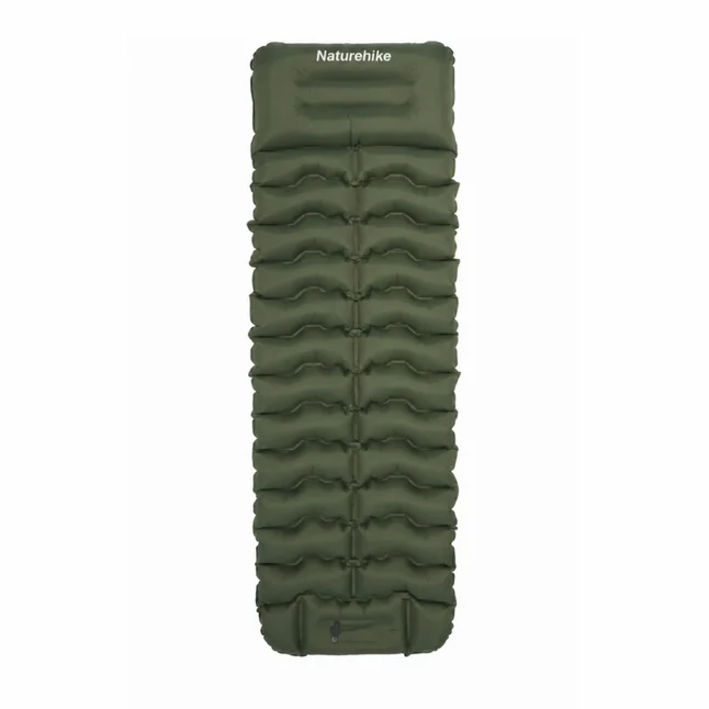 Матрац туристичний надувний одномісний Naturehike CNK2550WS019, 200x60x9.5 см, зелений, прямокутний із вбудованою помпою