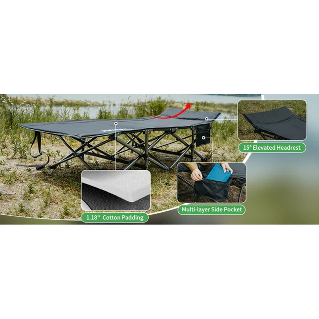 Ліжко складане Naturehike CNK2300WS010, Поліестер Oxford / залізо, чорний — Photo 5