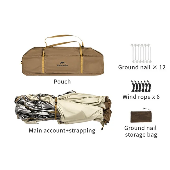 Тент для кемпінгу Naturehike CNK230WS014, 4.6 м * 4,0 м, бежевий — Photo 12