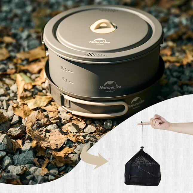 Набір посуду (2 каструлі, казанок, сковорідка) Naturehike CNH22CJ002, алюміній — Photo 3