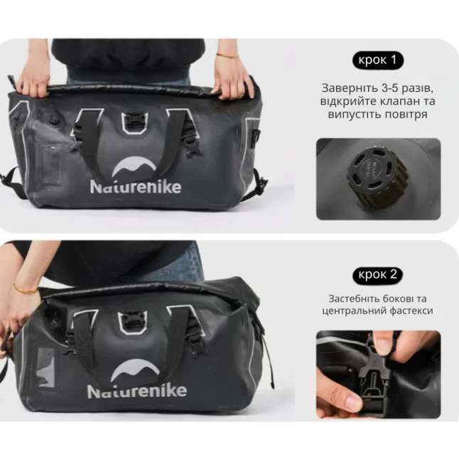 Водонепроницаемая дорожная сумка Naturehike CNK2450XB015, 90 л, черная — Photo 2