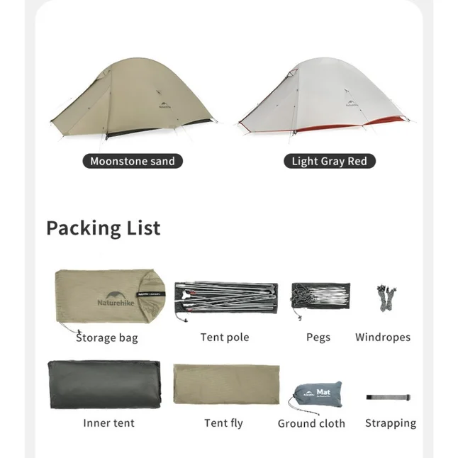 Намет надлегкий двомісний Naturehike Cloud Up Pro CNK2350WS020, 20D, пісочний — Photo 2