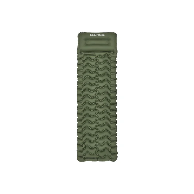 Матрац туристичний надувний одномісний Naturehike CNK2550WS019, 200х60х6.5 см, зелений, для кемпінгу із мішком для надування