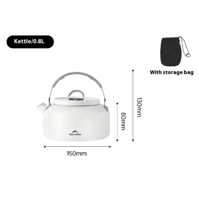 Чайник з керамічним антипригарним покриттям Naturehike CNK2450CF013 0,8 л, алюміній, білий — Photo 2